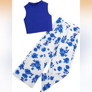 Girls Clothes summer Outfits 2 Pieces Tank Tops + Wide Leg Pants Suit set